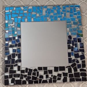 Black and Silver Mosaic Decorative Mirror Frame